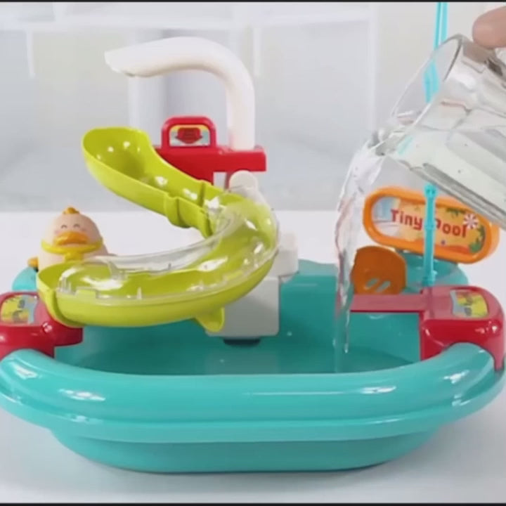 2-in-1 Dishwashing Basin Toys with Fishing Game and Water Circulation, Safe for Kids Ages 3+