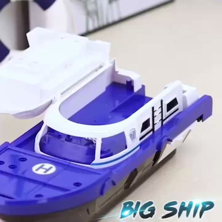 Rescue Boat Toy with Lights and Sounds – Includes Car, Helicopter, and Rescue Boat – Safe for Ages 3+