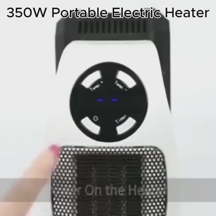 350W Portable Plug-in Electric Heater with Remote | Wall Mini Room Warmer with Adjustable Thermostat, LED Display & Timer