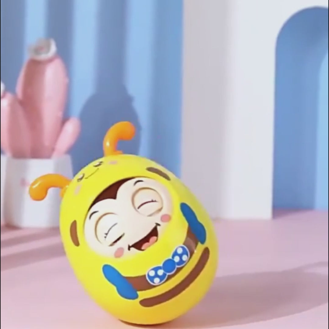 Cartoon Bee Tumbler Toy – Wobbling Baby Toy for Hand-Eye Coordination
