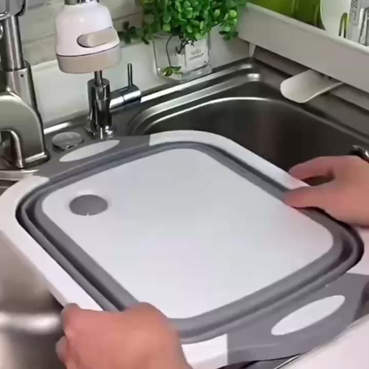 Foldable Multi-Use Cutting Board with Handle, Drain Plug, Safe Materials and Easy-to-Carry Design