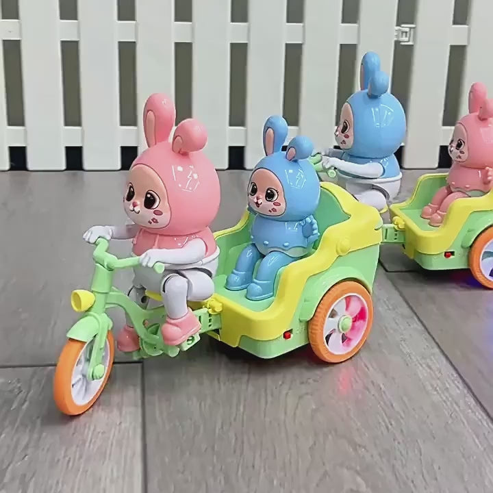 Exciting Electric Tricycle with Music and Lights, Cute Cartoon Rabbit Design, Safe for Ages 1+
