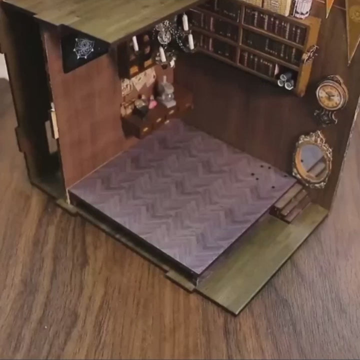 Wooden 3D DIY Book Nook Kit Micro Scene Magic Bookstore Book Stand with LED