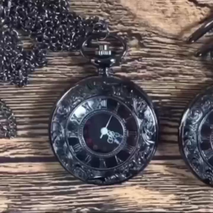 Vintage Half Hunter Pocket Watch with Cover, Chain, Safe Materials, Compact and Easy to Carry