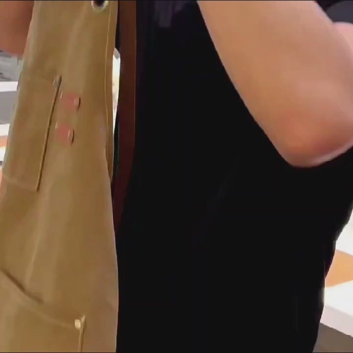 Heavy Duty Work Apron – Waterproof Canvas with Tool Pockets, Anti-wrinkle, Adjustable Straps