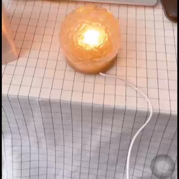 Sphere Style Crystal Ocean Wave Projector Lamp with Wooden Base, Remote Control, and Inline Switch