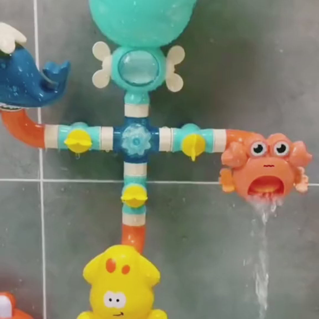Bath Kids Toys, Waterfall Fill, Spin & Flow Octopus Crab Faucet Shower, Safe for Ages 2+