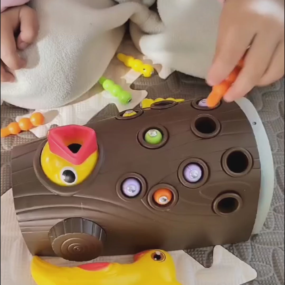 Magnetic Woodpecker Catching Game with Educational Toy with Colorful Worms, Safe for  Ages 1+