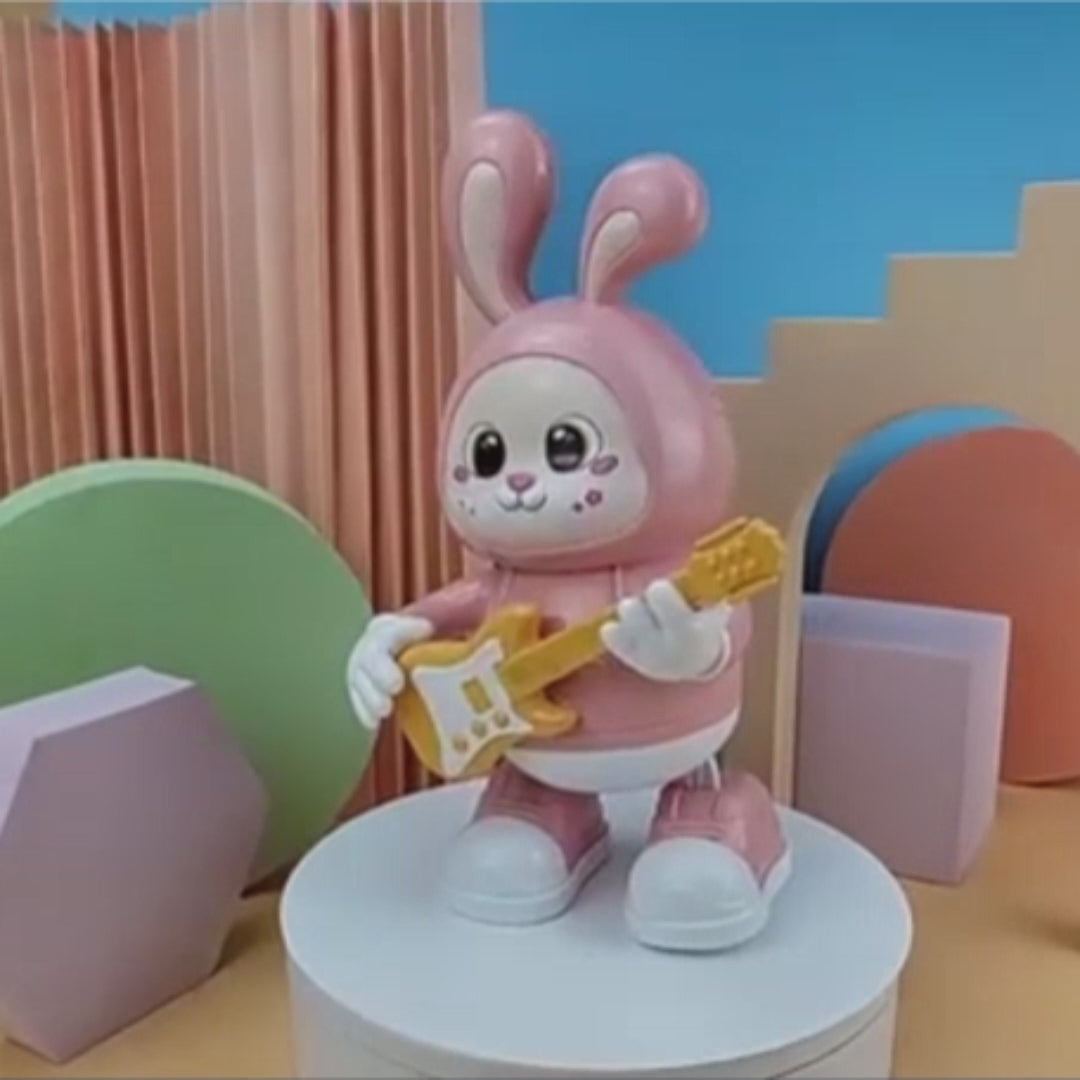 Guitarist Rabbit Toy with Music & Lights, Walking LED Bunny, Perfect Gift for Ages 3+