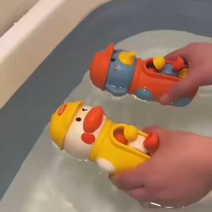 Cute Elephant & Duck Bath Toy, Safe for Kids with Spinning Waterwheel, Easy Suction Cup Setup