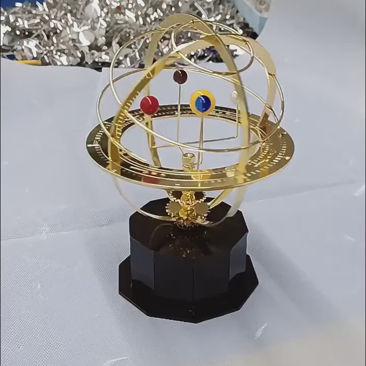 Grand Orrery Solar System Model with Metal Planetary Orbit Display, Educational Astronomy Tool, Safe for Ages 6+