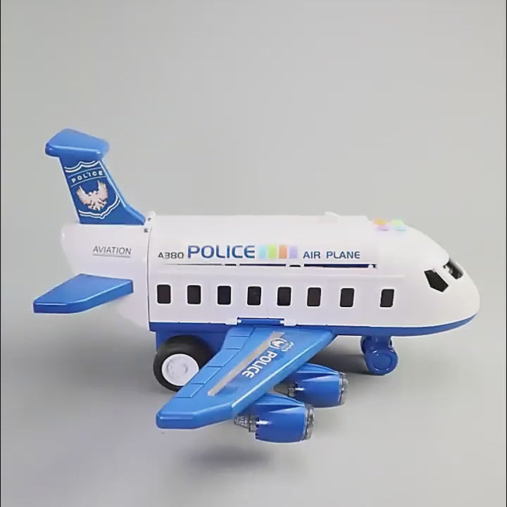 DIY Large Airplane Track Toy with Interactive Sound, Lights, Slide & 360° Crane, Safe for Kids 3+