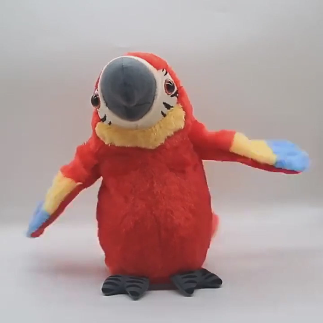 Talking Parrot Toy With Soft Cotton, Moves & Talks, Plush Bird Toy, Safe for 3+