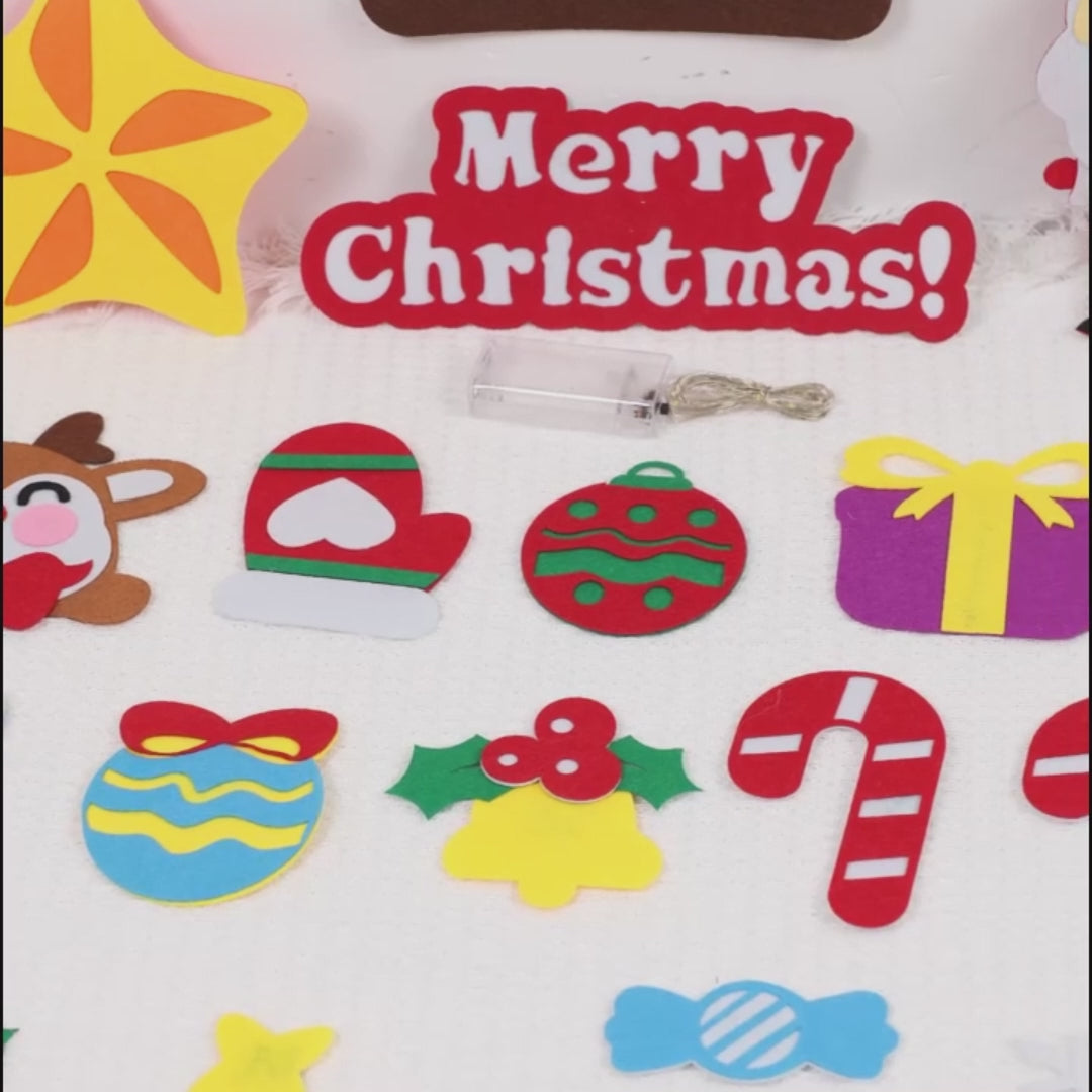 Montessori Felt Christmas Tree With String Lights, 30+ Ornaments, Wall Xmas Decor, Safe for 1+