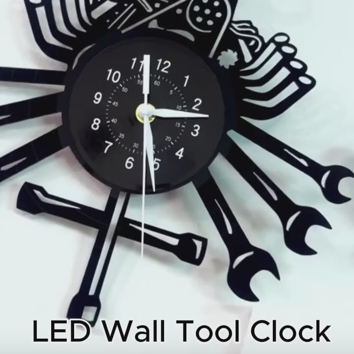 Personalized LED Wall Tool Clock for Men – Car Repair Tools Garage Décor Gift