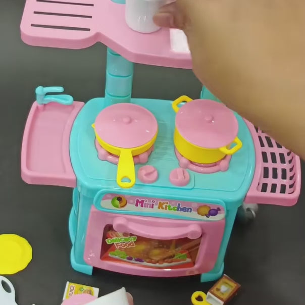 Mini Kitchen Toy with 48 Accessories, Safe ABS Plastic, Realistic Cooking Playset, Perfect Gift for Boys and Girls Ages 3+