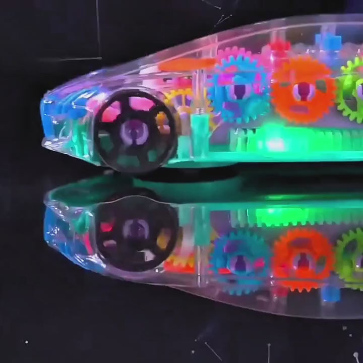 Transparent Gear Car with Lights and Music, Sensory development, Battery operated, Safe For Ages 6 month+