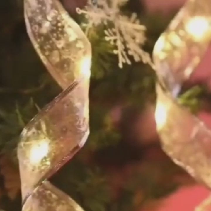 Christmas Ribbon Fairy Lights - Colorful Tree Decoration & DIY Bow Light Strip