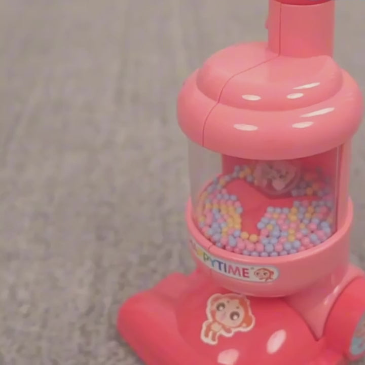 Electric Mini Vacuum Cleaner Toy with Flashing Lights, 90° Folding, Rotating Beads While Pushing, Safe for Ages 3+