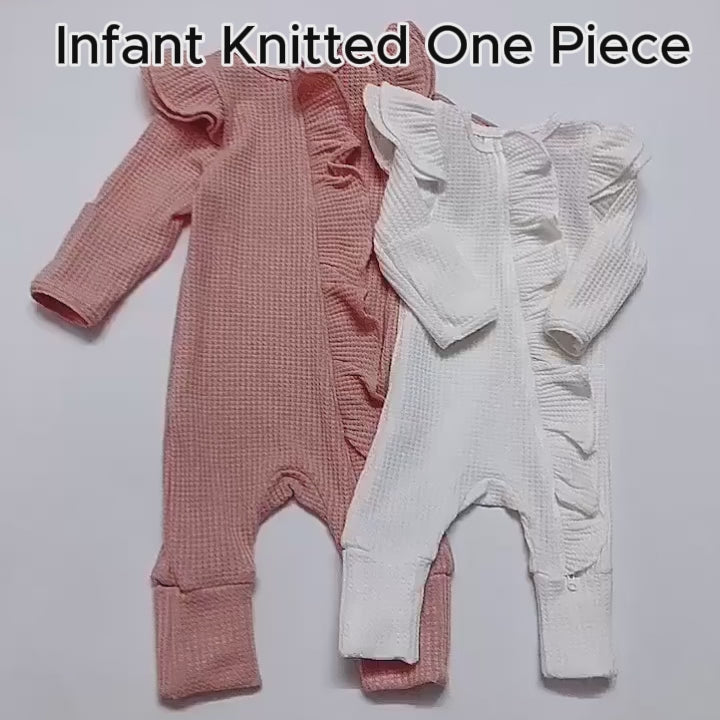 Baby Clothes New Born Baby Clothing Solid Color Flying Sleeve Ruffled Zipper Romper