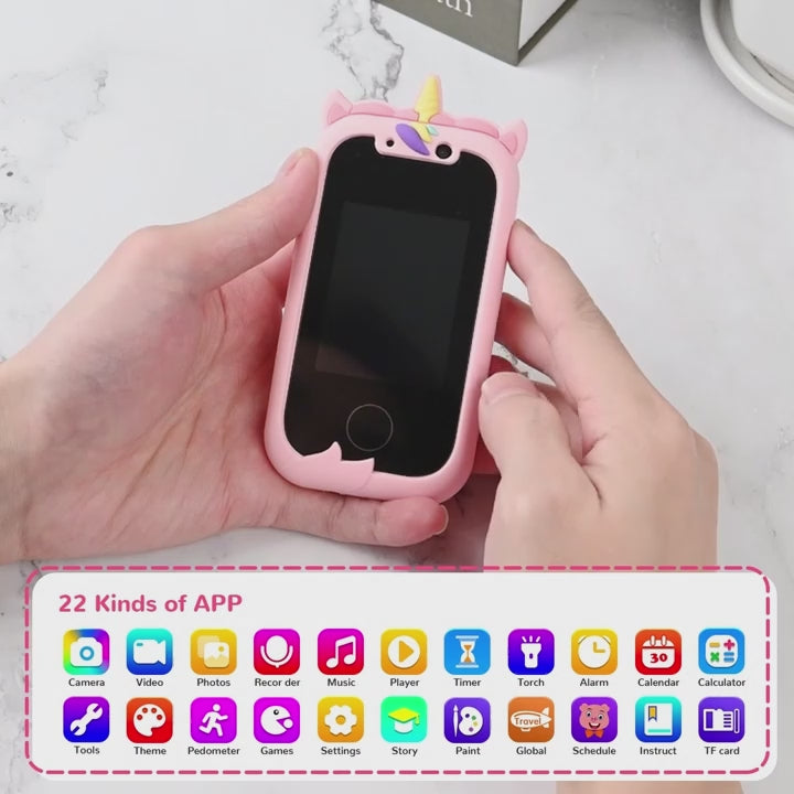 Kids Toy Phone with Dual Cameras and Educational Features, Music, Stories, Games & Drawing, Safe for Ages 3+