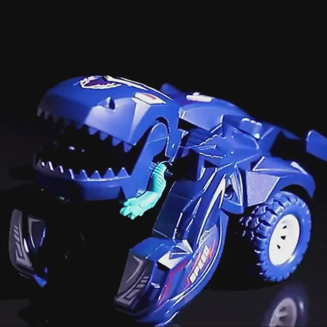 2-in-1 Transforming Dinosaur Car with Auto Morphing, Durable Plastic and Bright Colors, Safe for Ages 1+