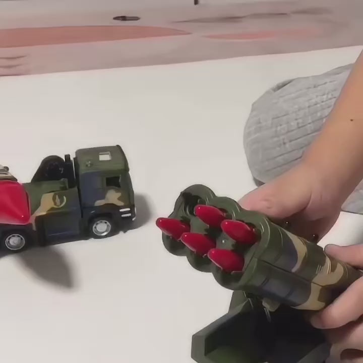 Rocket Launcher Car with 360° Rotating Launcher and Realistic Lights and Sounds, Safe for Ages 3+