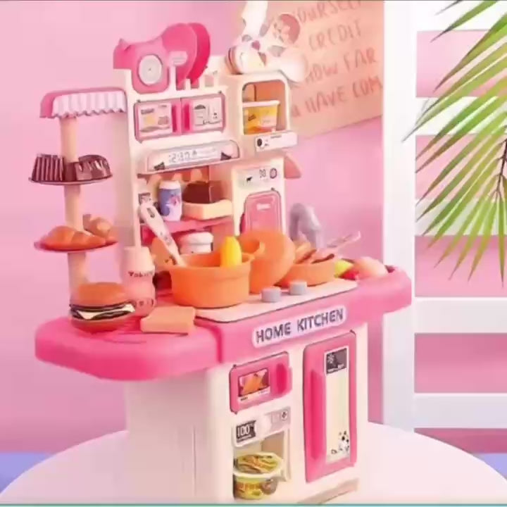Kitchen Play Set with 30 Accessories, Light and Sound Features, Easy to Assemble, Safe for Ages 3+