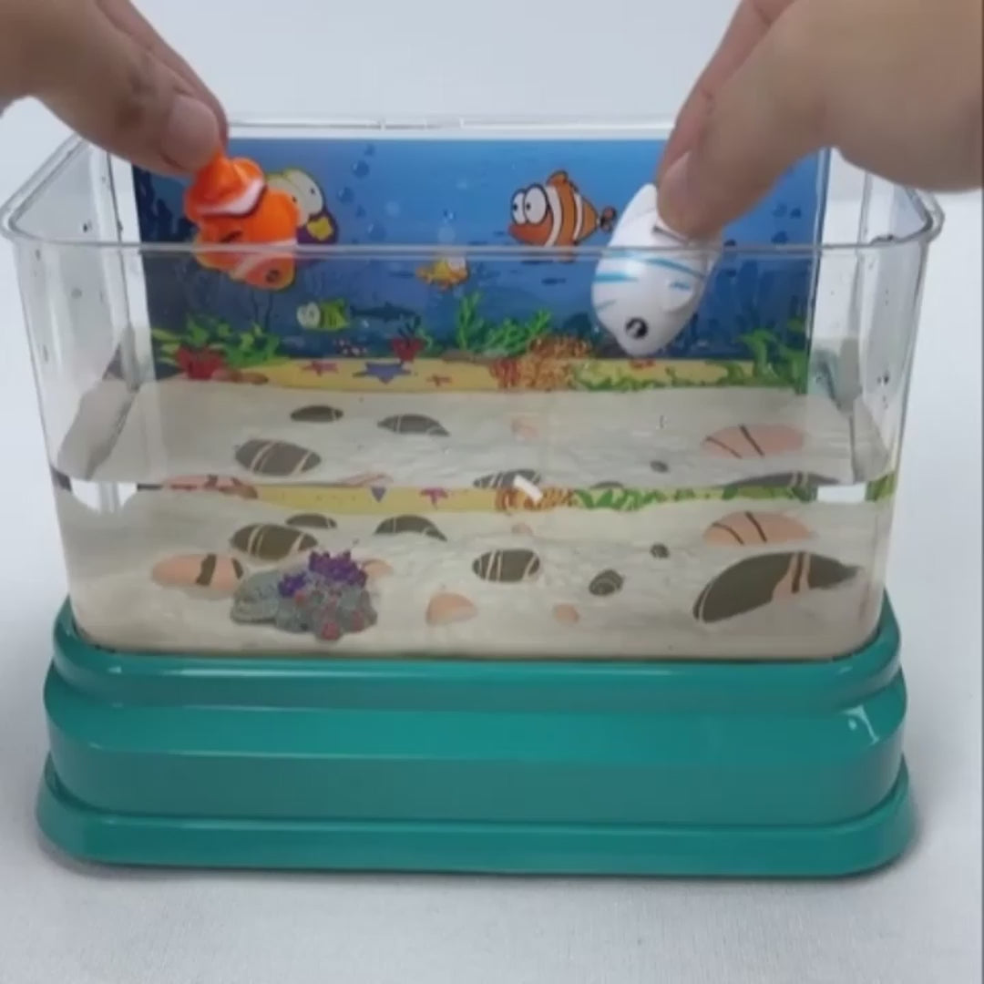 Kids Electric Fish Tank Toy with LED Lights, Fishing & Feeding, Encourages Exploration, Safe for Ages 3+