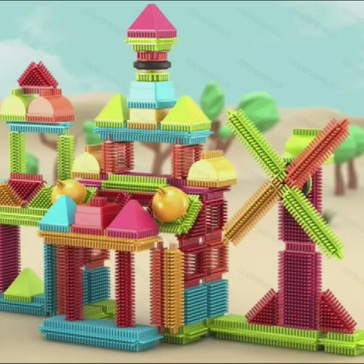 DIY Bristle Building Blocks with Creative STEM Construction Set for Kids, Easy to Build, Safe for Ages 3+