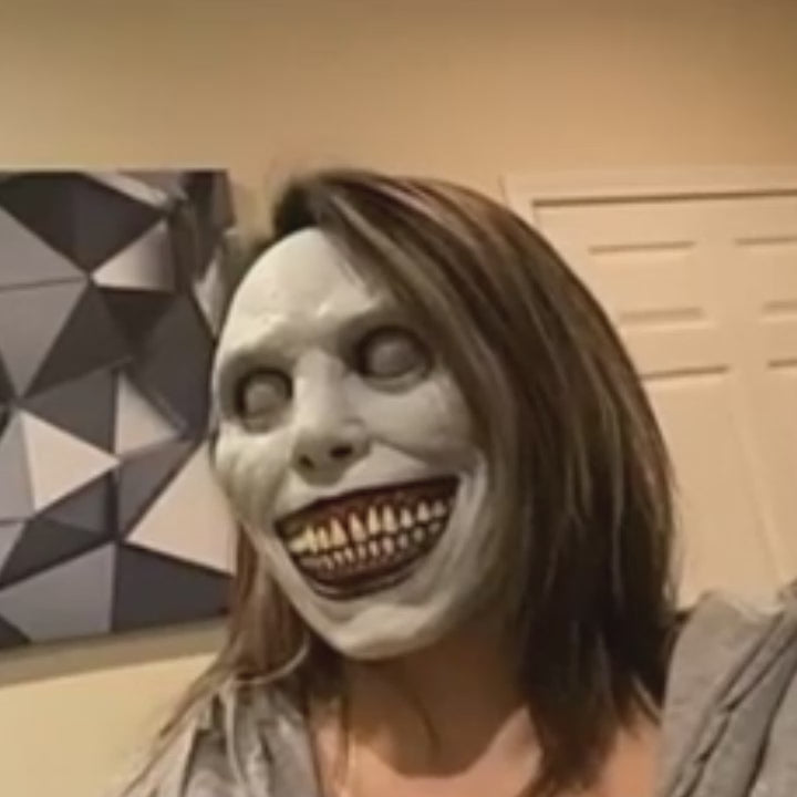 Creepy White-Eyed Demon Mask for Halloween, Safe Non-Toxic Material, Fits Most Adults