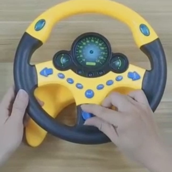 Steering Wheel for Car Backseat Pretend Driving Simulated Driving Steering Wheel Toy Light and Music Educational Gifts for Kids