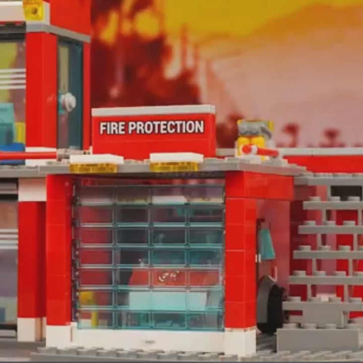 774 Pcs City Fire Station Building Set Including Fire Station, Fire Truck, Fire Helicopter, Fire Fighter, City Building, Safe for Ages 6+