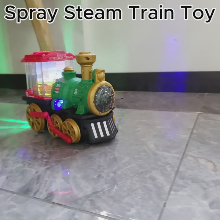 Electric Spray Steam Train Toy with Realistic Steam Release, LED Lights, Sturdy ABS - Safe for Ages 4+