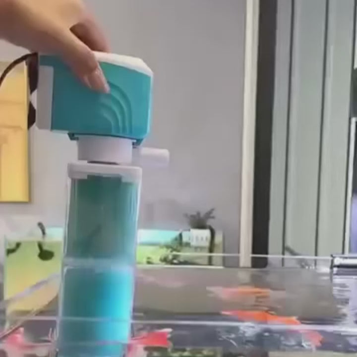 Automatic Aquarium Filter System with 360° Adjustable Bubbles, Flow Control, Waste Suction.
