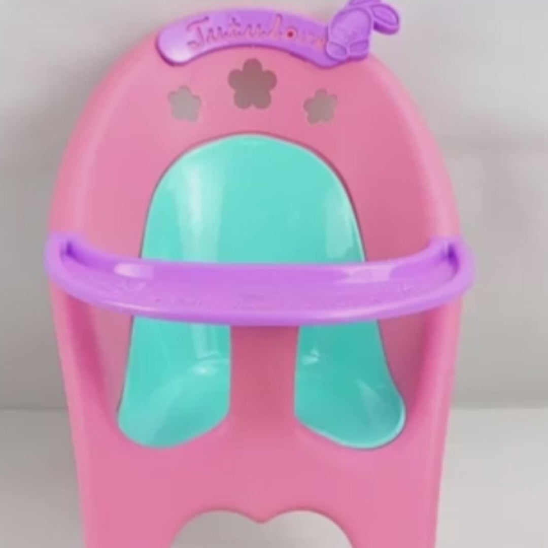 12" My First Baby Doll 15 Pcs Play Set With High Chair, Dollhouse Decoration, Compact Design, Safe for Ages 5+