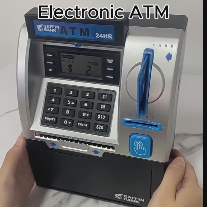 Electronic ATM Piggy Bank with Password Protection, Card Swipe Feature and Interactive Sounds