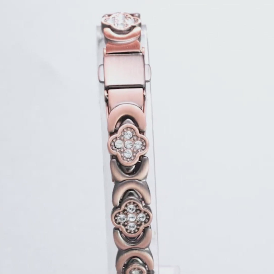 GlamClover Infinity Clover Copper Magnetic Bracelet with Adjuster