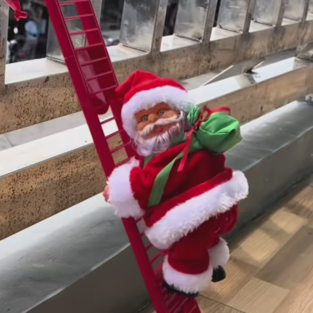 Animated Climbing Santa Christmas Decoration with LED Lights – Unique Christmas Tree Ornament