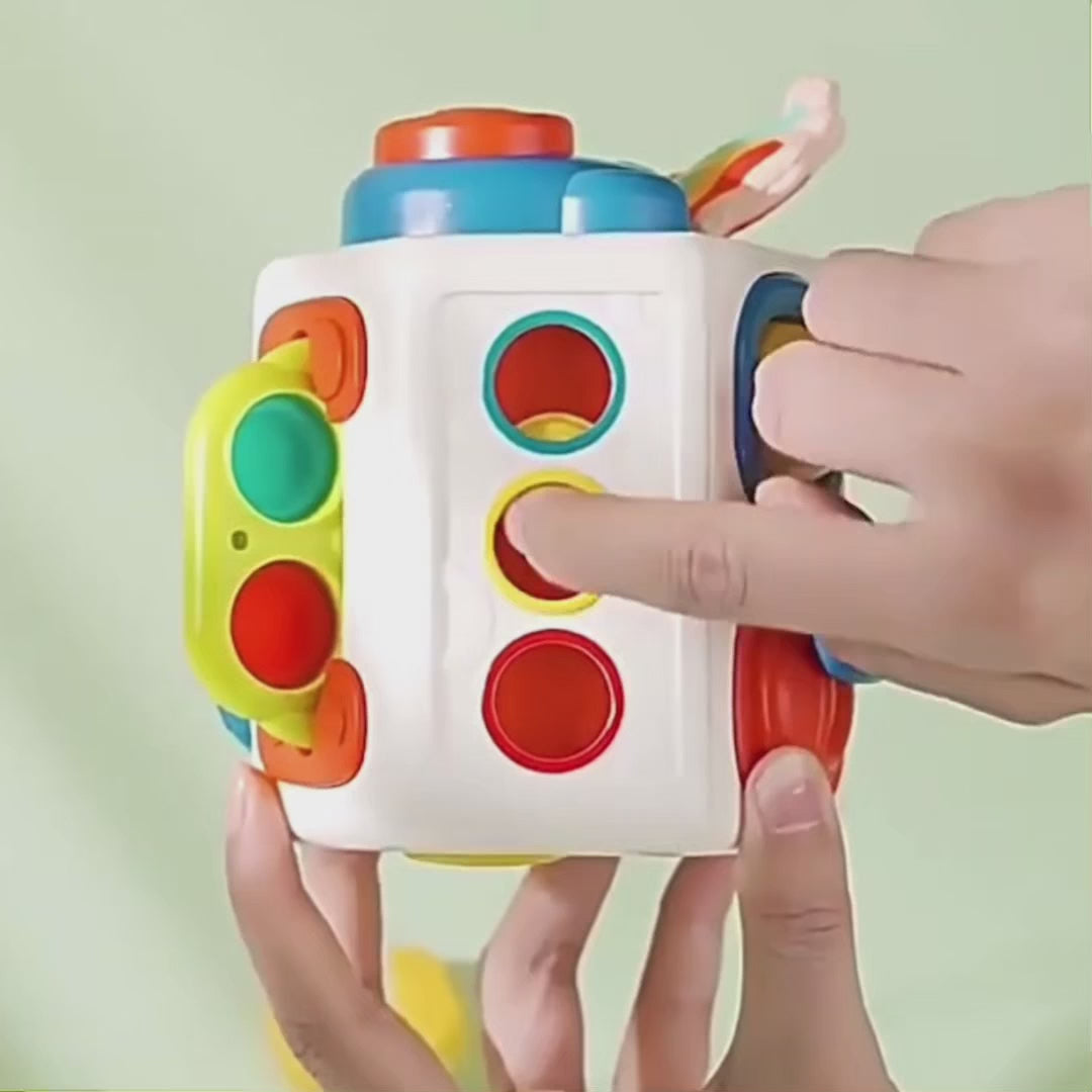 Montessori Busy Cube Toy with 10 Activities in 1, Brain Development Functions for Kids Ages 18+ Months