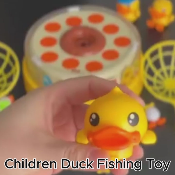 Children Duck Fishing Toy with Spring Popping Ducks, Catching Net and Spinner Base – Safe for Ages 3+