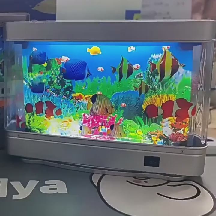 Virtual Ocean Desk Fish Tank with LED Night Light – Stress-Relief Motion Lamp, Perfect Gift for Kids & Home Decor