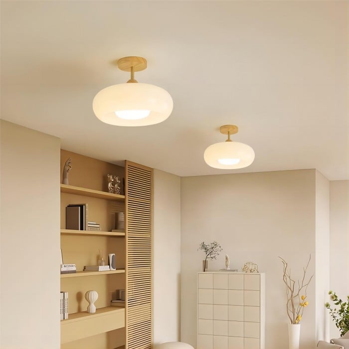 Vintage Bauhaus Glass Disc Ceiling Light