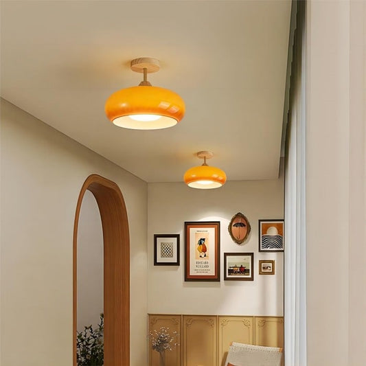 Vintage Bauhaus Glass Disc Ceiling Light