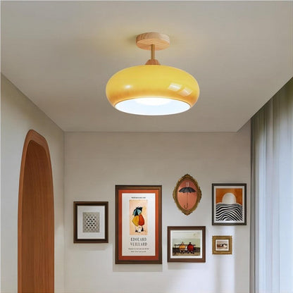 Vintage Bauhaus Glass Disc Ceiling Light