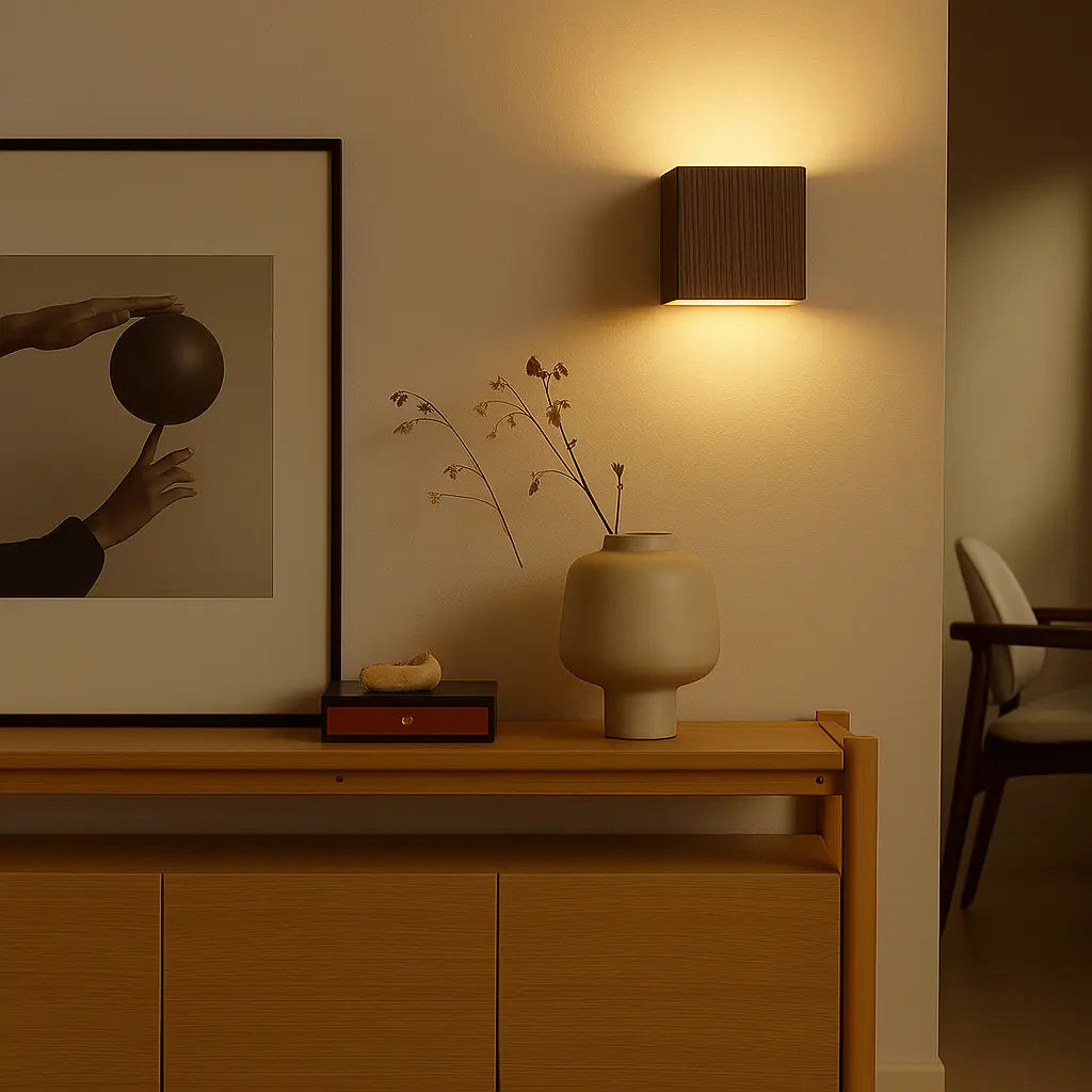 Modern Simple Cube Wooden Wall Light