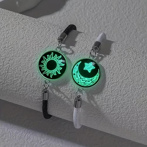 Sun & Moon Bracelets – 2-Pack Luminous Couples Jewelry for Long-Distance Love